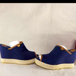 Tory Burch canvas mules/navy size 11. Come with box!